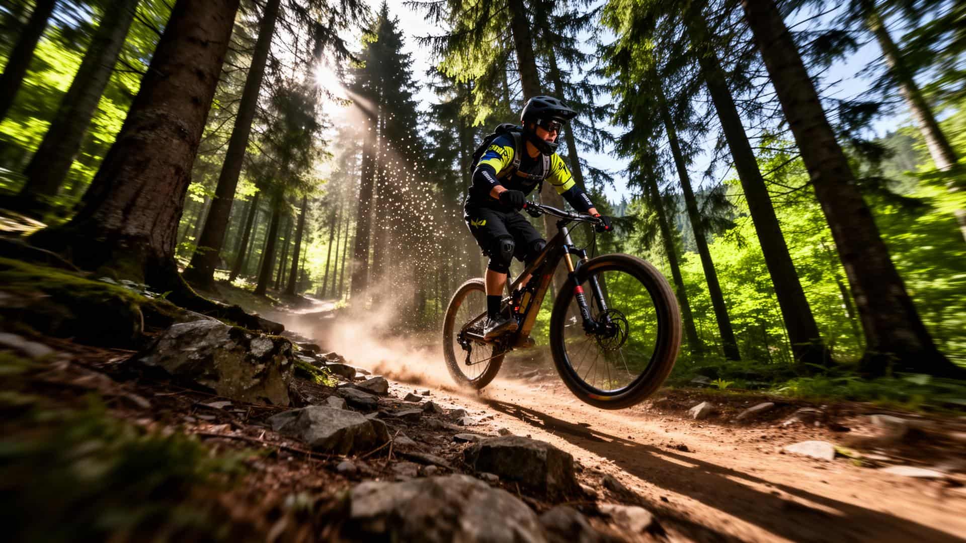 Biker na trailu v Rychlebských horách